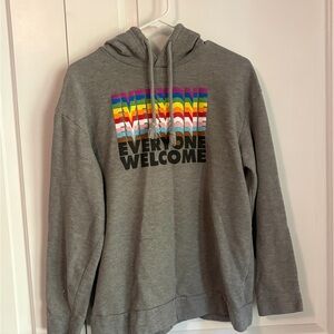 Women's Gray Hoodie with Colorful Welcome Design